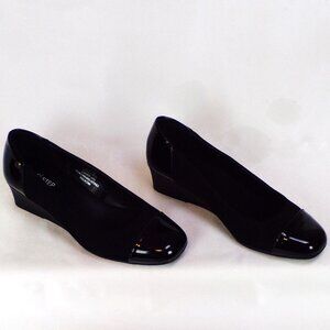 FLEX STEP size 7.5M ALICE black low wedge-heel ballet flats all synth. mat.